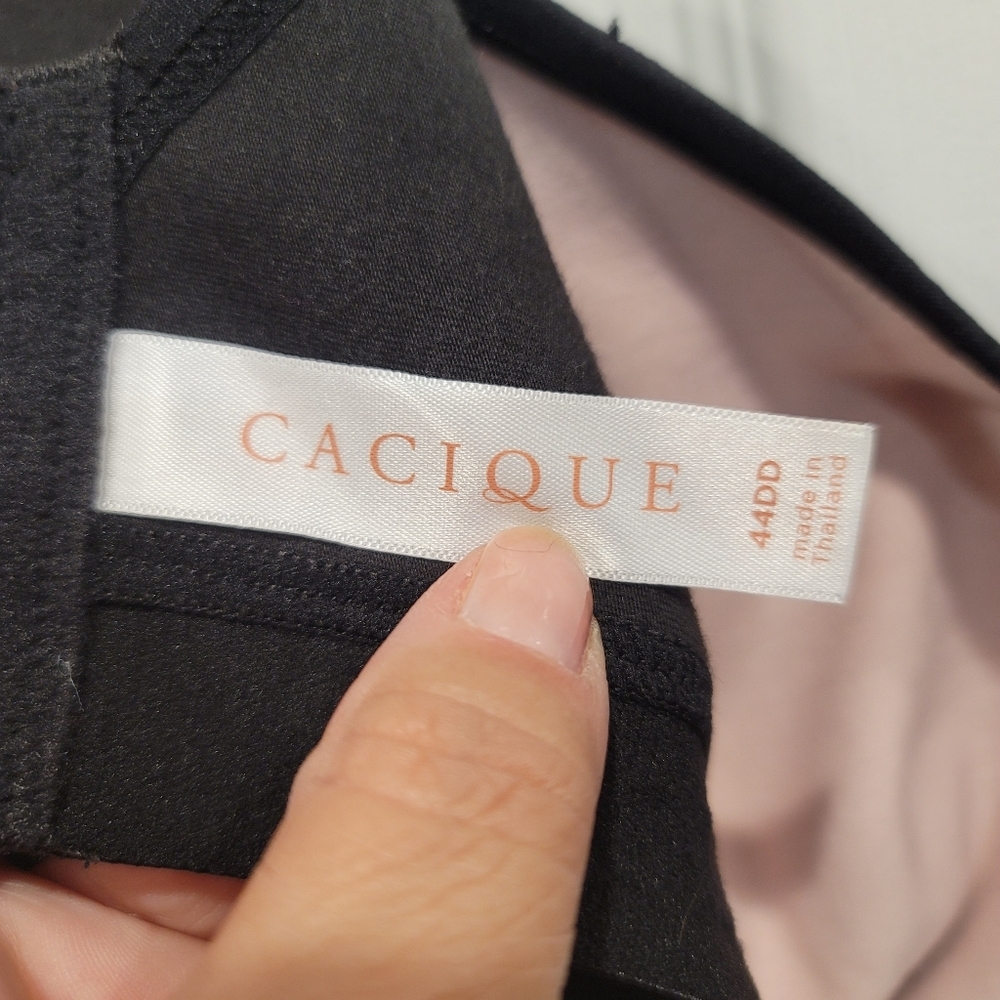 Cacique Unlined Full Coverage Wireless Black Nude… - image 3